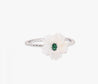 Bague Fleur Blanche & Strass Vert – Acier Inoxydable Argenté " Délicia" Mara Bijoux