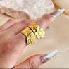 Bague Fleur Dorée – Acier Inoxydable Martelé & Breloque Fleur | Écrin Offert "Charme Fleur" (Copie) Mara Bijoux
