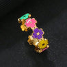 Bague Fleurs Multicolores – Acier Inoxydable Doré Ajustable "OKAMI" Mara Bijoux