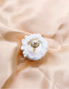 Bague Tournesol Argentée – Perle Nacrée – Acier Inoxydable Ajustable + Écrin Offert "Monaco" Mara Bijoux