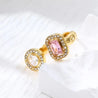 Bague Ajustable Dorée – 2 Zircons Blanc & Violet – Acier Inoxydable + Écrin Offert "Royale doré" Mara Bijoux