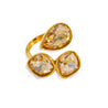 Bague Vintage – 3 Zircons Champagne | Acier Inoxydable Plaqué Or 14K  "Giulia" Mara Bijoux