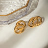 Boucles d’Oreilles Double Anneau Entrelacé en Acier Inoxydable Doré – Élégance Moderne – Écrin Offert "Lyna" Mara Bijoux