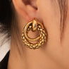 Boucles d’oreilles créoles entrelacées en acier doré "Margot" Mara Bijoux