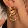 Boucles d’oreilles pendantes créoles épaisses en acier doré "Rome" Mara Bijoux