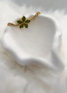 Bracelet Fleur Strass Vert & Blanc en Acier Inoxydable Doré – Réglable par Boule Coulissante + Écrin Offert "Carina" - Mara Bijoux