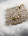 Bracelet Fleur Strass Vert & Blanc en Acier Inoxydable Doré – Réglable par Boule Coulissante + Écrin Offert "Carina" - Mara Bijoux