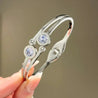 Bracelet Jonc Doré – 2 Gros & 2 Petits Zircons – Acier Inoxydable + Écrin Offert "Inès" Mara Bijoux