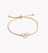 Bracelet Doré Mãe – Acier Inoxydable Réglable avec Coeur Nacré & Strass | Cadeau Maman | Écrin Offert "Mae coeur nacré" Mara Bijoux