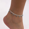 Chaîne de Cheville Triple Argentée – Pampilles Bleues "Azuréenne" Mara Bijoux
