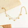 Chaîne de Cheville Double Dorée – Œil Protecteur & Strass Losange | Acier Inoxydable " Osana" Mara Bijoux