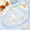 Collier Double Rang Doré – Perles Dorées & Blanches – Acier Inoxydable + Écrin Offert "Perla" Mara Bijoux