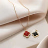 Collier Réversible Rouge & Noir – Acier Titane Doré "Sulpicia" Mara Bijoux