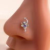 Piercing Nez Lune & Ailes – Strass Violet – Acier Inoxydable Argenté, Tige en L + Écrin Offert "Lune Argenté" Mara Bijoux