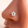 Piercing Nez Rond avec Perles Blanches – Acier Inoxydable, Tige en L + Écrin Offert "Nessy Argenté" Mara Bijoux