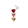 Piercing Nez 3 Cœurs – Zircons Rose & Blanc + Écrin Offert "Aurélia Doré" - Mara Bijoux