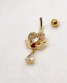 Piercing Nombril Cœur Doré & Ailes – Zircons Blanc/Rose + Écrin "Ange Doré" - Mara Bijoux