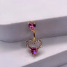 Piercing Nombril Cœur Doré – Zircon Rose & Strass + Écrin "Angie Dorée" Mara Bijoux