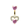 Piercing Nombril Cœur Doré – Zircon Rose & Strass + Écrin "Angie Dorée" Mara Bijoux