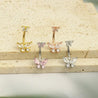 Piercing Nombril Papillon Argenté – Zircon Rose + Écrin "Raia" Mara Bijoux