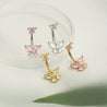 Piercing Nombril Papillon Argenté – Zircon Rose + Écrin "Raia" Mara Bijoux